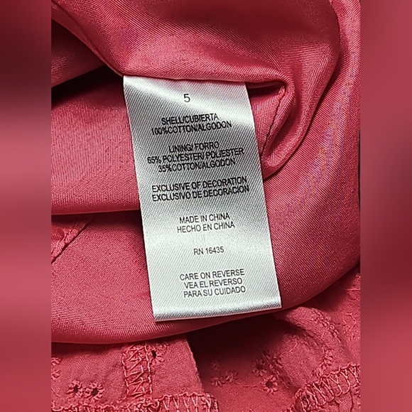 Tahari Girl Size 5 Pink Eyelet Dress - Picture 4 of 4